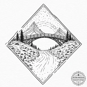 A watercolor sketch of the bifrost bridge, a... - эскиз тату (№1752009541_0, 08.07.2025 21:19) — tattoo-photo.ru