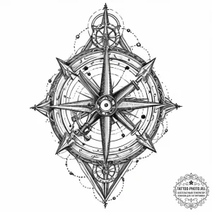 Sextant, artistic tattoo sketch, dotwork shad... - эскиз тату (№1752010572_0, 08.07.2025 21:36) — tattoo-photo.ru