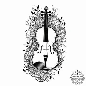 Tattoo sketch a violin whose strings turn int... - эскиз тату (№1752010742_0, 08.07.2025 21:39) — tattoo-photo.ru