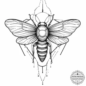 Tattoo sketch a cicada's song visualized as a... - эскиз тату (№1752010913_0, 08.07.2025 21:41) — tattoo-photo.ru