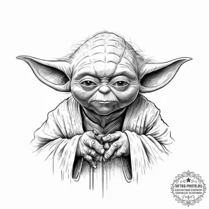 Sketch of master yoda, deep in thought, his f... - эскиз тату (№1752011684_0, 08.07.2025 21:54) — tattoo-photo.ru