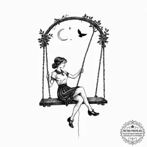 Tattoo design a silhouette of a girl on a swi... - эскиз тату (№1752012450_0, 08.07.2025 22:07) — tattoo-photo.ru