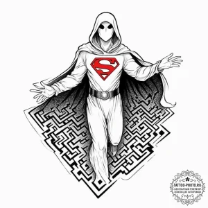 Tattoo sketch a stylized ghost from a maze ga... - эскиз тату (№1752012878_0, 08.07.2025 22:14) — tattoo-photo.ru