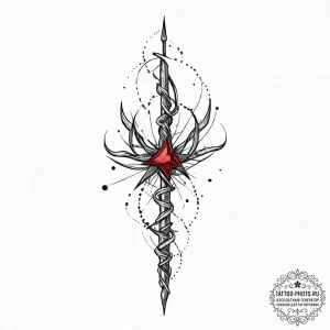 Magic wand casting a spell, tattoo drawing ou... - эскиз тату (№1752013475_0, 08.07.2025 22:24) — tattoo-photo.ru