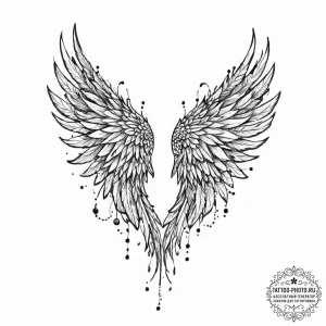 Tattoo sketch a pair of wings, one on each pe... - эскиз тату (№1752014319_0, 08.07.2025 22:38) — tattoo-photo.ru