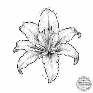 Lily, tattoo line art, rough sketchy lines, h... - эскиз тату (№1752014917_0, 08.07.2025 22:48) — tattoo-photo.ru