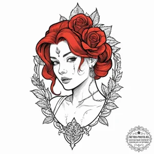A neo-traditional tattoo of triss merigold, w... - эскиз тату (№1752015857_0, 08.07.2025 23:04) — tattoo-photo.ru
