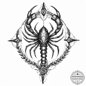 Tattoo design a scorpio scorpion, an ancient... - эскиз тату (№1752015943_0, 08.07.2025 23:05) — tattoo-photo.ru
