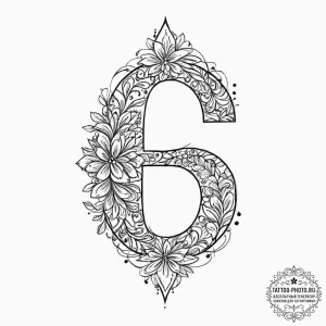 Tattoo sketch a hidden initial in a pattern.,... - эскиз тату (№1752016028_0, 08.07.2025 23:07) — tattoo-photo.ru