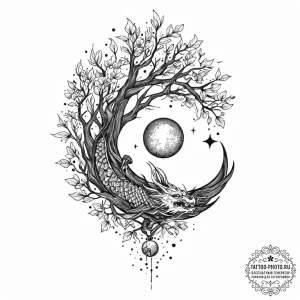 Tattoo design a tree whose branches are holdi... - эскиз тату (№1752016114_0, 08.07.2025 23:08) — tattoo-photo.ru