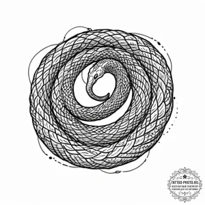 A detailed shot of a coiled snake., tattoo li... - эскиз тату (№1752016373_0, 08.07.2025 23:12) — tattoo-photo.ru