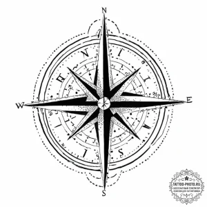 A compass rose (is there as wind rose, but ca... - эскиз тату (№1752017054_0, 08.07.2025 23:24) — tattoo-photo.ru