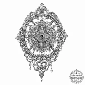 Tattoo design a stylized dungeon key with a u... - эскиз тату (№1752017653_0, 08.07.2025 23:34) — tattoo-photo.ru