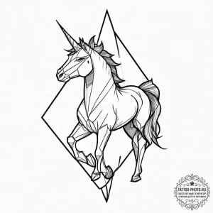 Linework tattoo design of the origami unicorn... - эскиз тату (№1752017821_0, 08.07.2025 23:37) — tattoo-photo.ru