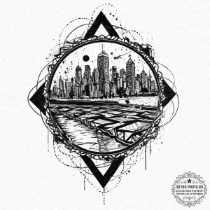 Tattoo sketch a stylized loading screen progr... - эскиз тату (№1752018249_0, 08.07.2025 23:44) — tattoo-photo.ru