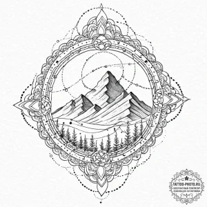Tattoo sketch a path winding upwards towards... - эскиз тату (№1752018676_0, 08.07.2025 23:51) — tattoo-photo.ru