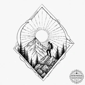 Tattoo sketch a mountain climber reaching a s... - эскиз тату (№1752018845_0, 08.07.2025 23:54) — tattoo-photo.ru