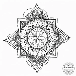 Svarog's square, tattoo sketch design, on a c... - эскиз тату (№1752018930_0, 08.07.2025 23:55) — tattoo-photo.ru