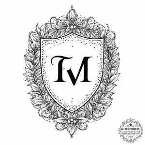 Tattoo design a stylized shield with a family... - эскиз тату (№1752019013_0, 08.07.2025 23:56) — tattoo-photo.ru