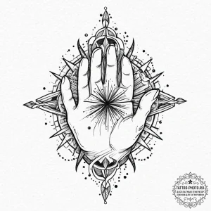 Tattoo design a neo-traditional hand holding... - эскиз тату (№1752019183_0, 08.07.2025 23:59) — tattoo-photo.ru