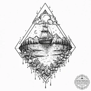 Tattoo design an abstract tattoo of a heavy,... - эскиз тату (№1752019442_0, 09.07.2025 00:04) — tattoo-photo.ru