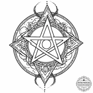 Pentacle, concept art for tattoo, on a clean... - эскиз тату (№1752019529_0, 09.07.2025 00:05) — tattoo-photo.ru