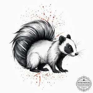 Skunk, ink illustration for tattoo, black out... - эскиз тату (№1752019612_0, 09.07.2025 00:06) — tattoo-photo.ru