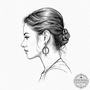 Tattoo sketch an ear with a small, elegant do... - эскиз тату (№1752019869_0, 09.07.2025 00:11) — tattoo-photo.ru