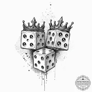 Tattoo design a pair of dice with crowns on t... - эскиз тату (№1752020380_0, 09.07.2025 00:19) — tattoo-photo.ru