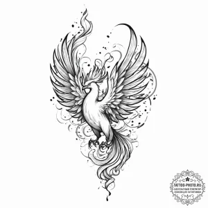 Tattoo design a phoenix transforming into a c... - эскиз тату (№1752021315_0, 09.07.2025 00:35) — tattoo-photo.ru