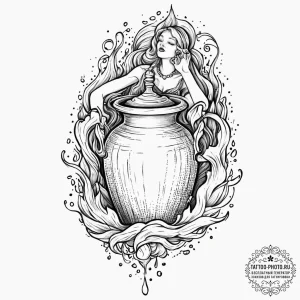 Tattoo sketch a realistic aquarius water-bear... - эскиз тату (№1752023027_0, 09.07.2025 01:03) — tattoo-photo.ru