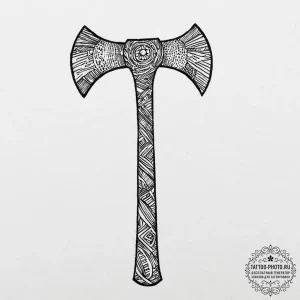 Axe, artistic tattoo sketch, bold outlines, t... - эскиз тату (№1752023114_0, 09.07.2025 01:05) — tattoo-photo.ru