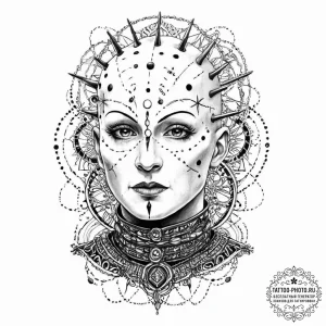 A trash polka portrait of pinhead from hellra... - эскиз тату (№1752053296_0, 09.07.2025 09:28) — tattoo-photo.ru