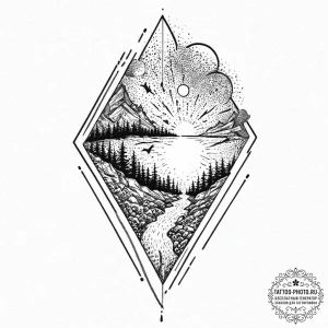 Tattoo sketch an abstract depiction of sheddi... - эскиз тату (№1752053465_0, 09.07.2025 09:31) — tattoo-photo.ru