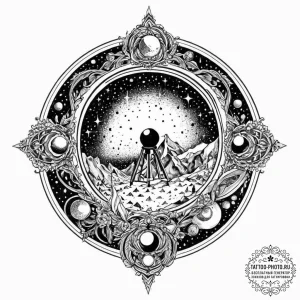 Tattoo design a telescope that is broken, its... - эскиз тату (№1752053550_0, 09.07.2025 09:32) — tattoo-photo.ru
