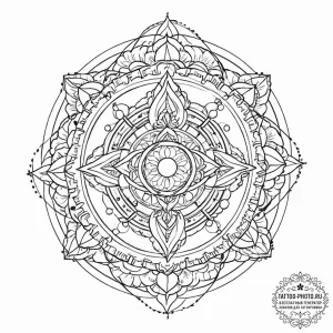 A linework tattoo of a time-turner, intricate... - эскиз тату (№1752054233_0, 09.07.2025 09:43) — tattoo-photo.ru
