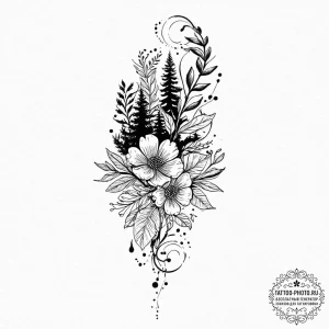 Tattoo sketch a subtle forest silhouette inco... - эскиз тату (№1752056941_0, 09.07.2025 10:29) — tattoo-photo.ru