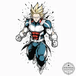 A neo-traditional tattoo of all might from my... - эскиз тату (№1752057110_0, 09.07.2025 10:31) — tattoo-photo.ru