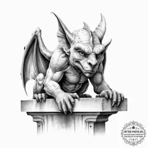 Gargoyle on a ledge (is there, but can be a c... - эскиз тату (№1752057952_0, 09.07.2025 10:45) — tattoo-photo.ru