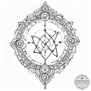 67. tattoo design: a "alatyr" rune integrated... - эскиз тату (№1752059183_0, 09.07.2025 11:06) — tattoo-photo.ru