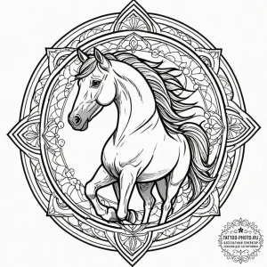 Horse, artistic tattoo sketch, on a clean whi... - эскиз тату (№1752059466_0, 09.07.2025 11:11) — tattoo-photo.ru