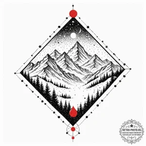 Mountains, tattoo line art, dotwork tattoo st... - эскиз тату (№1752059546_0, 09.07.2025 11:12) — tattoo-photo.ru