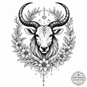 Tattoo sketch a zodiac animal made entirely o... - эскиз тату (№1752061189_0, 09.07.2025 11:39) — tattoo-photo.ru
