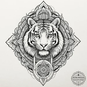Tiger and dragon, tattoo flash sheet design,... - эскиз тату (№1752061708_0, 09.07.2025 11:48) — tattoo-photo.ru