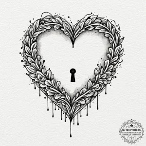 Tattoo sketch a heart with a keyhole, and a s... - эскиз тату (№1752062263_0, 09.07.2025 11:57) — tattoo-photo.ru