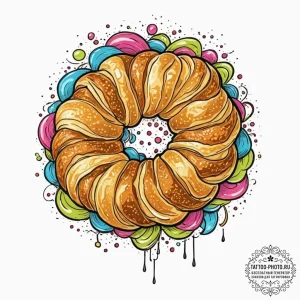 Croissant, artistic tattoo sketch, on a clean... - эскиз тату (№1752082028_0, 09.07.2025 17:27) — tattoo-photo.ru