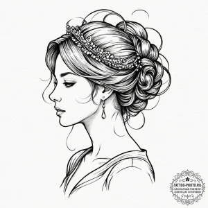 Tattoo design a virgo maiden's profile in bla... - эскиз тату (№1752082110_0, 09.07.2025 17:28) — tattoo-photo.ru