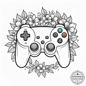 Tattoo sketch a game controller with a delica... - эскиз тату (№1752083029_0, 09.07.2025 17:43) — tattoo-photo.ru