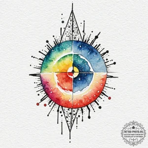 A watercolor sketch of the starcourt mall, in... - эскиз тату (№1752083110_0, 09.07.2025 17:45) — tattoo-photo.ru