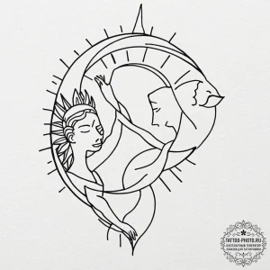 Tattoo design the sun and moon, not as opposi... - эскиз тату (№1752083265_0, 09.07.2025 17:47) — tattoo-photo.ru